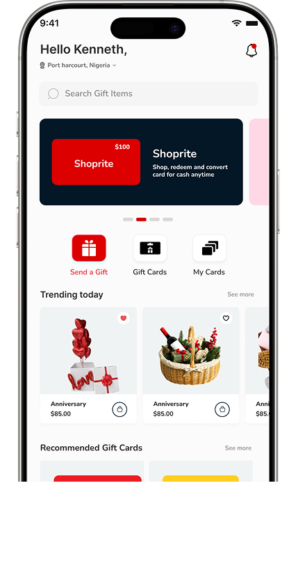 Sira app home screen – all-in-one gifting